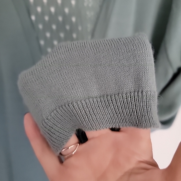 Maurices Size XL Open Cardigan Light Green Pointelle Stitch Detail Back Long Slv - Picture 6 of 12